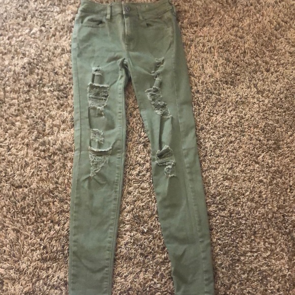 American Eagle Outfitters Denim - army green AMERICAN EAGLE skinny jeans